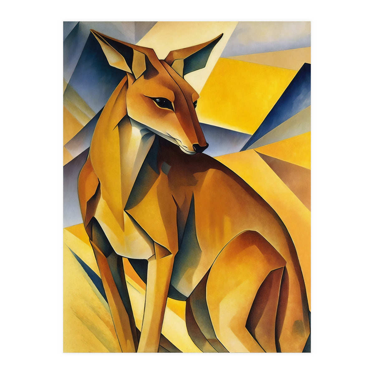 Kangaroo Abstract Oil Painting (Print Only)