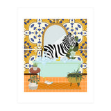 Zebra Bathing in Moroccan Style Bathroom (Print Only) thumbnail
