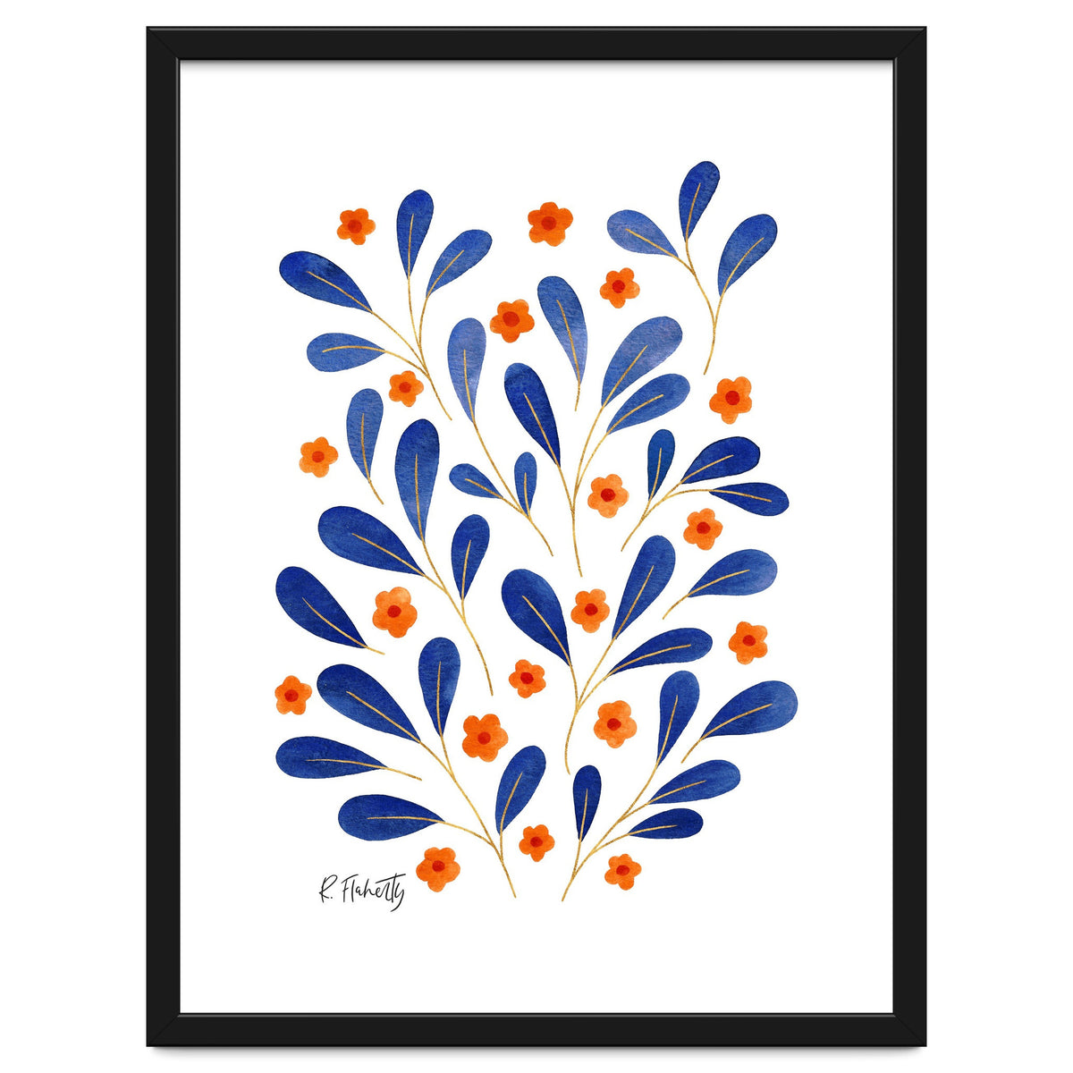 Springtime Floral | Blue and Orange