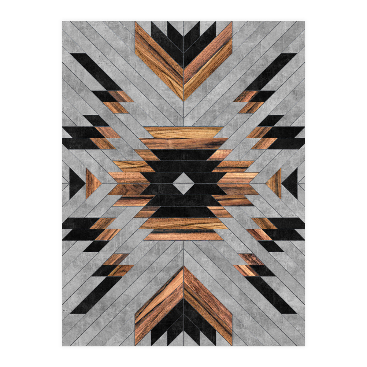 Urban Tribal Pattern No.6 - Aztec - Concrete and Wood (Print Only)