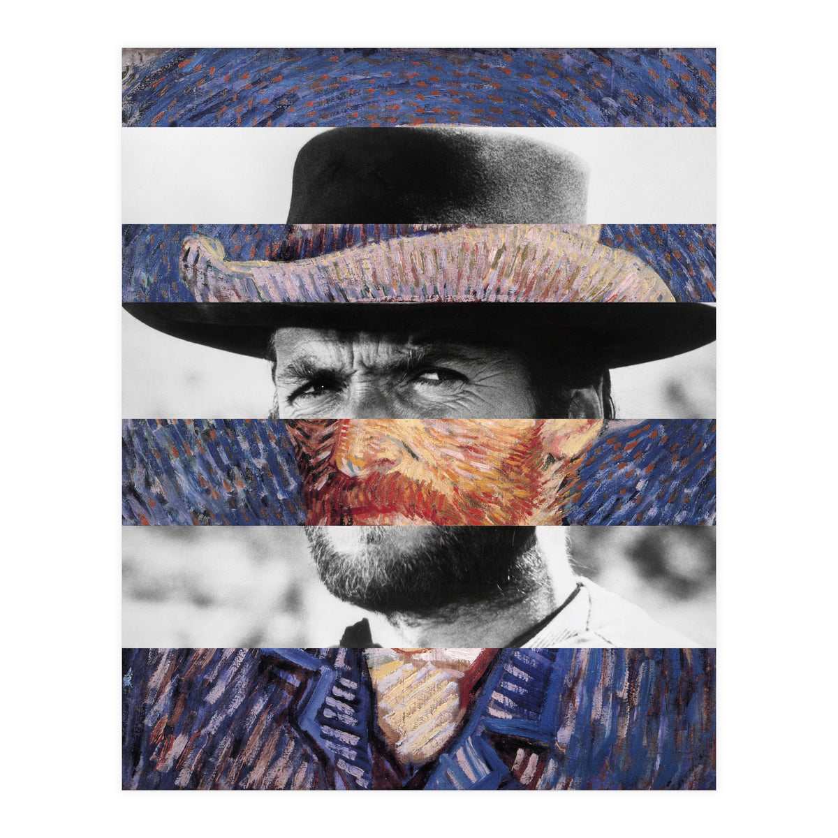 Van Gogh's Self Portrait & Clint Eastwood (Print Only)