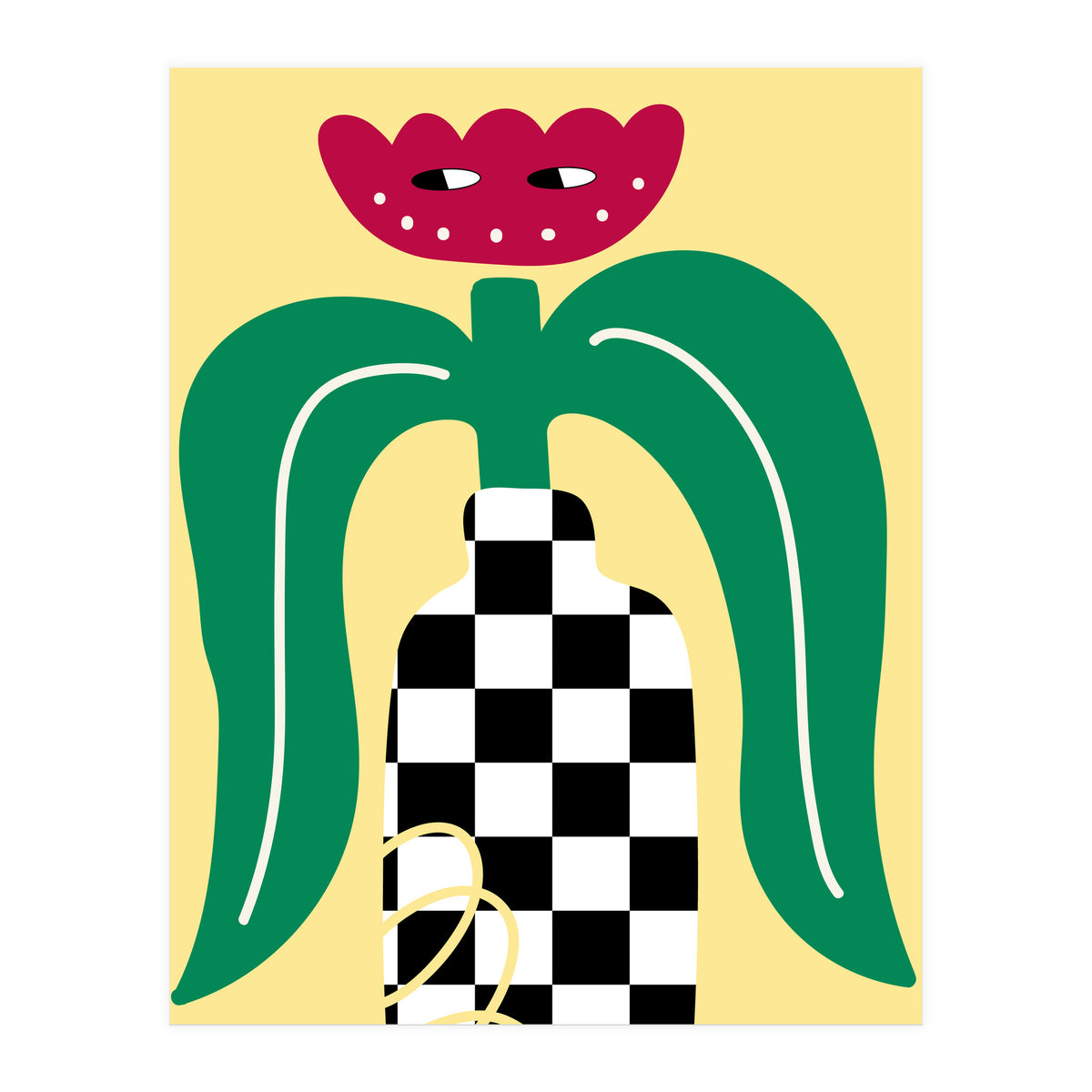 Flower Character in Checker Vase (Print Only)