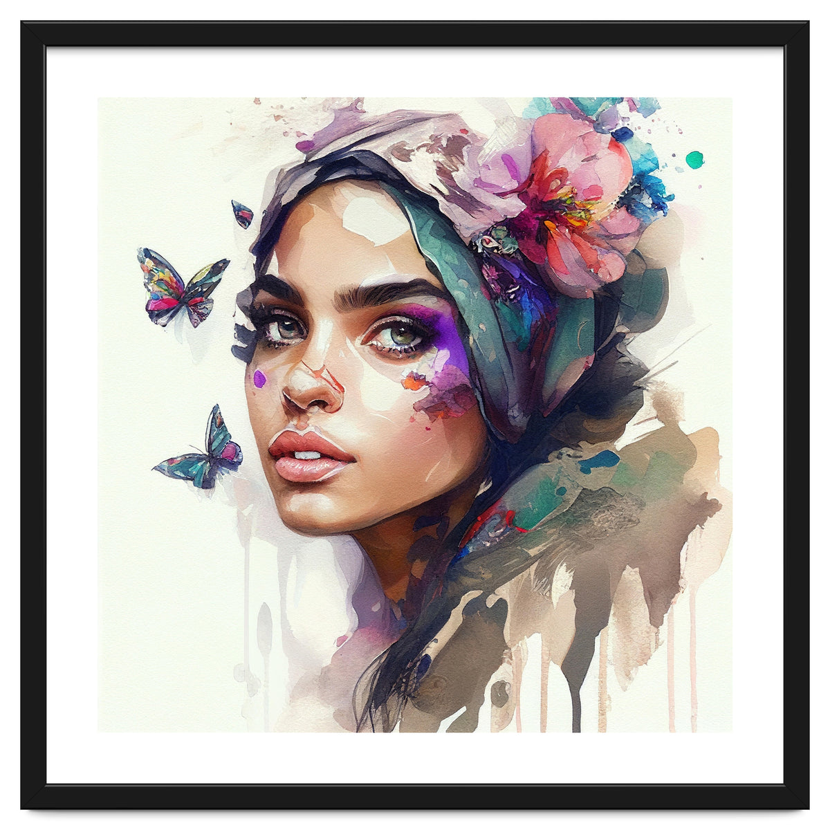 Watercolor Floral Arabian Woman #8