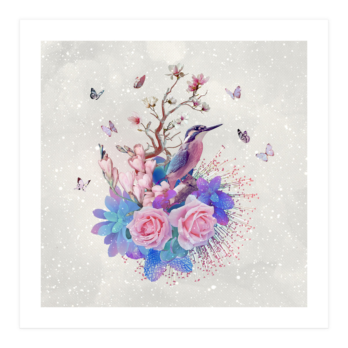 Floral Alcedo Atthis  (Print Only)