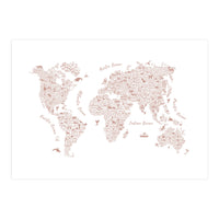 Typography World Map in Pink (Print Only)