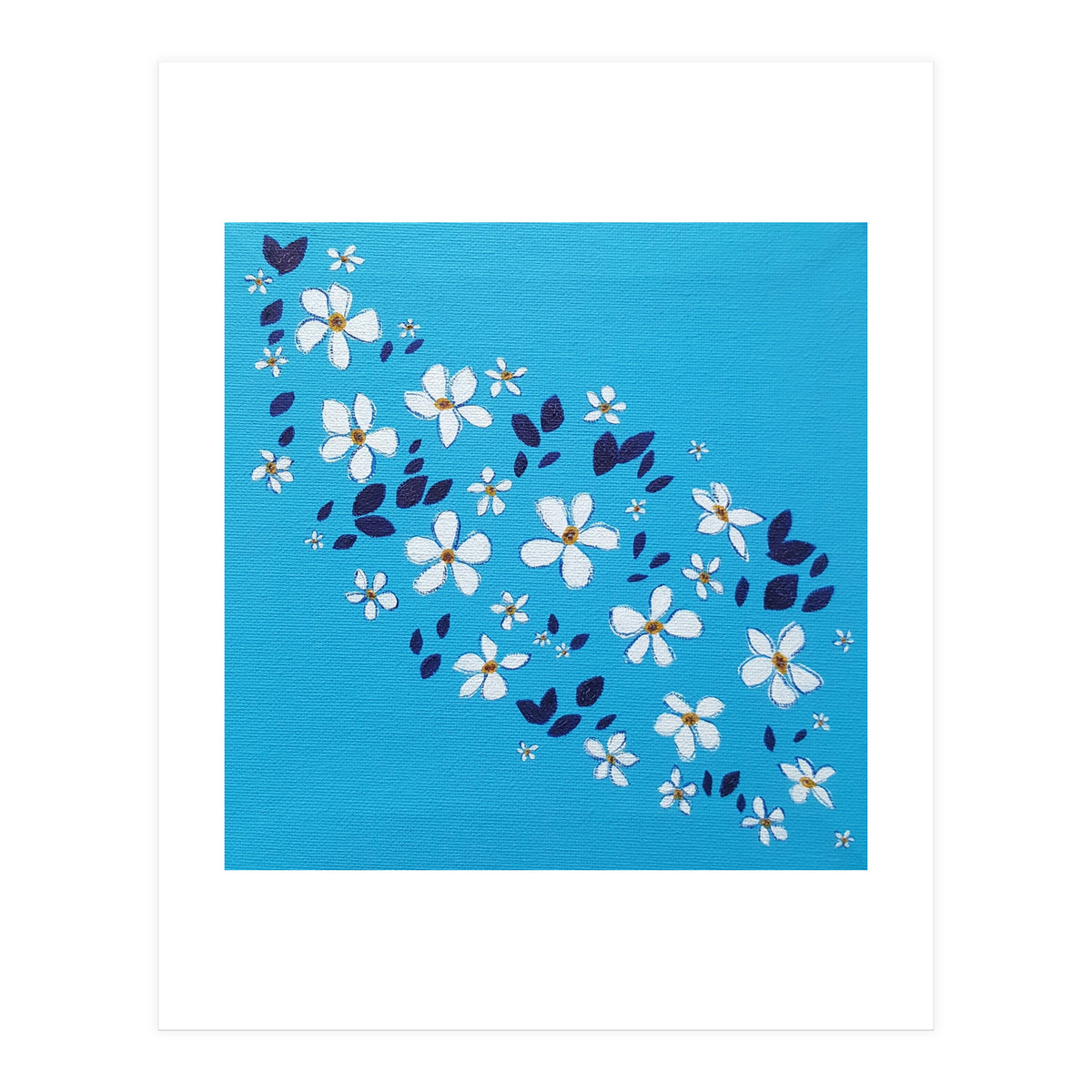 Flowers On Blue  (Print Only)