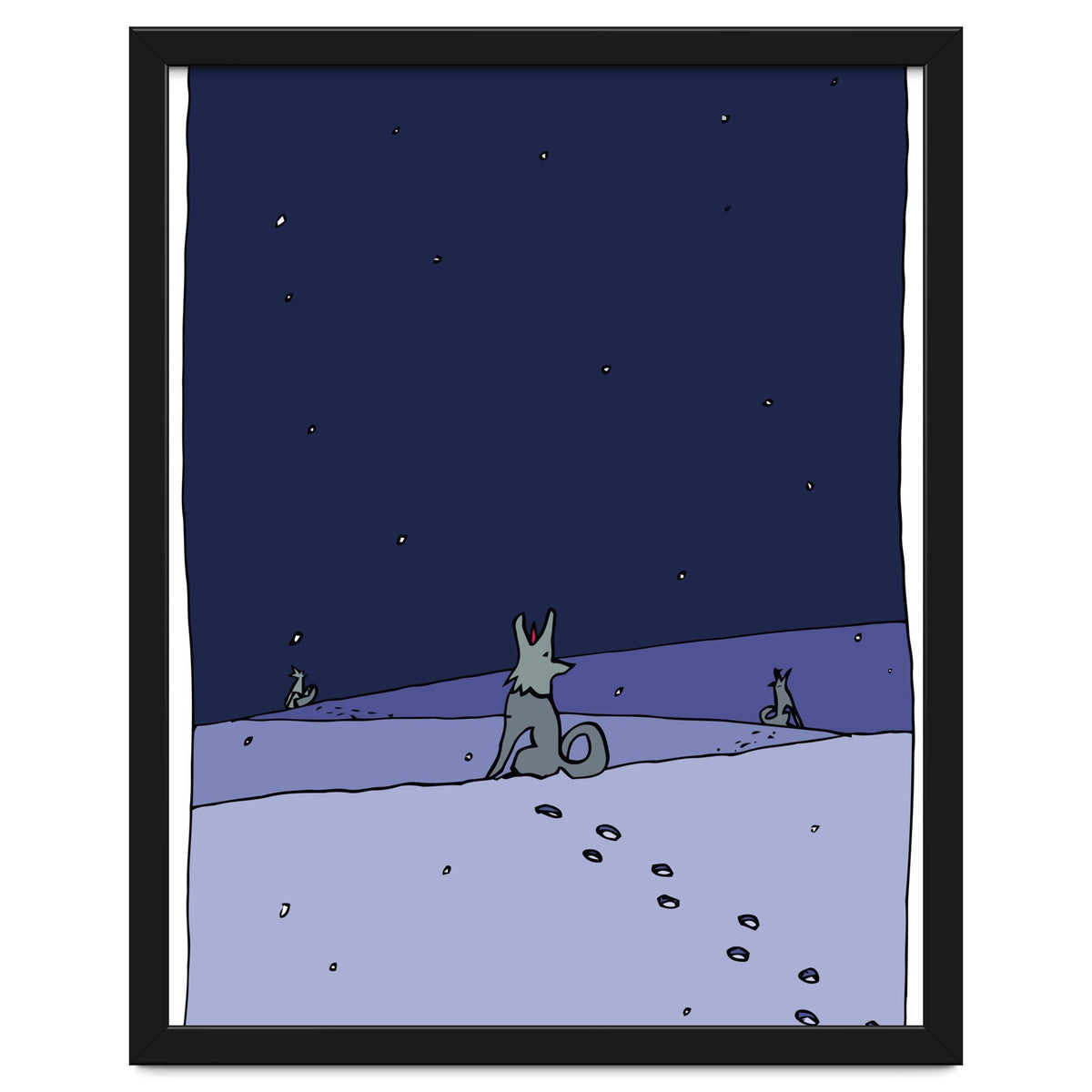 Dogs in Winter Night