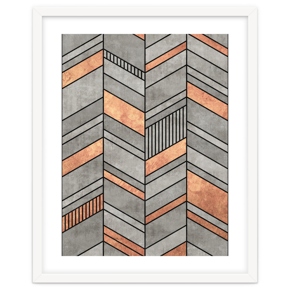 Abstract Chevron Pattern - Concrete and Copper