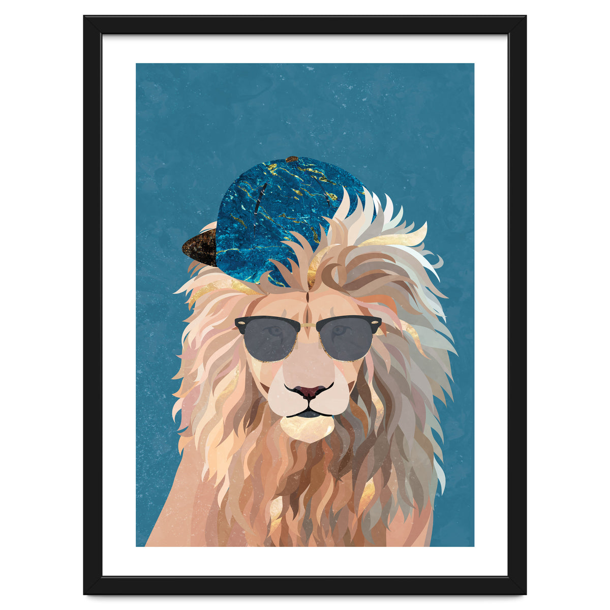 Skater Lion Portrait Blue
