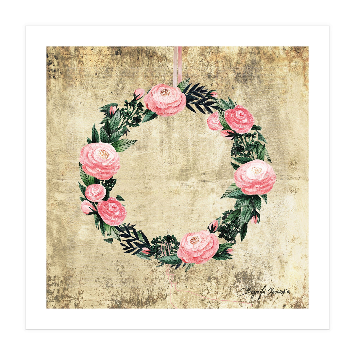 Wreath #Rose Flowers #Royal collection (Print Only)