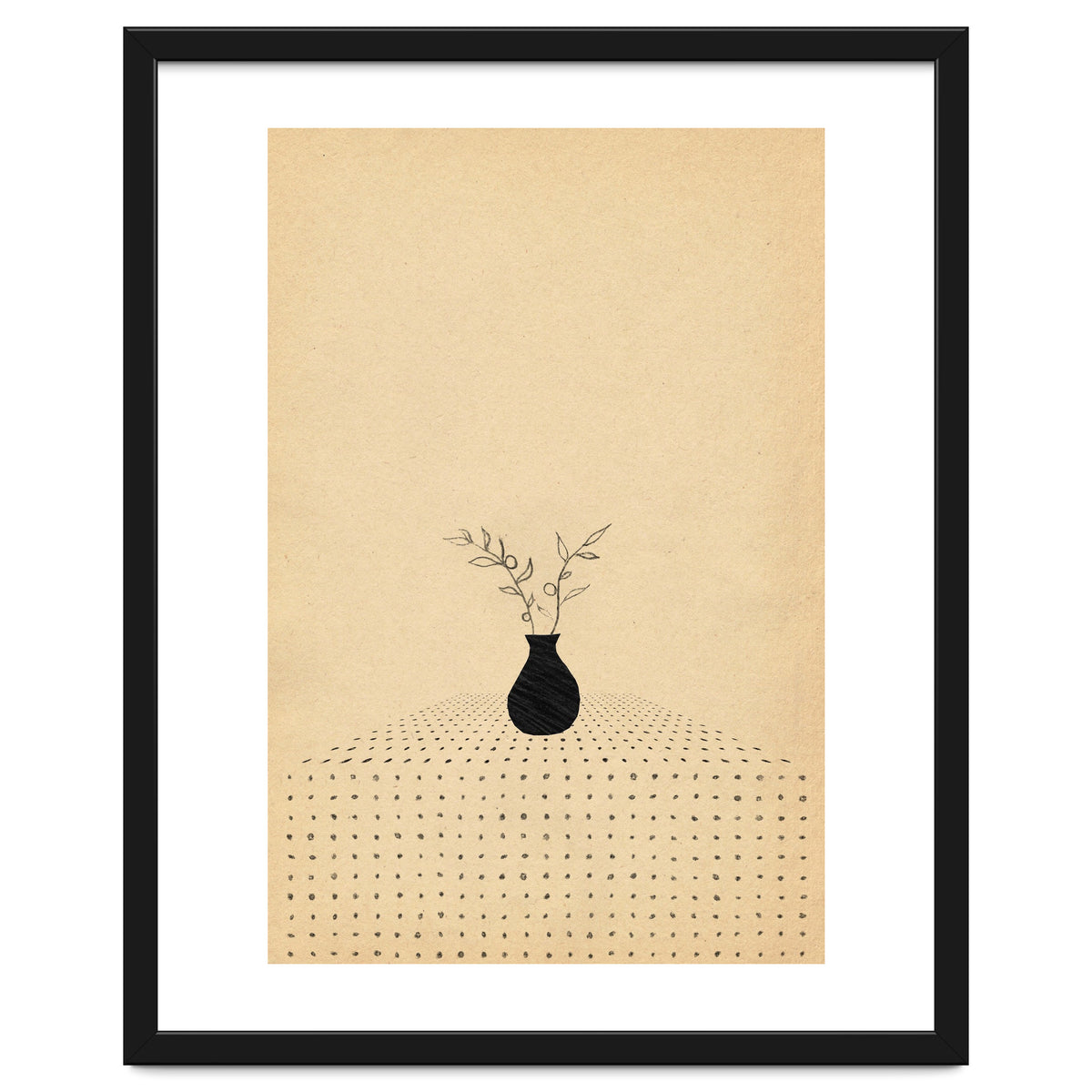 Abstract still life, vase and plants