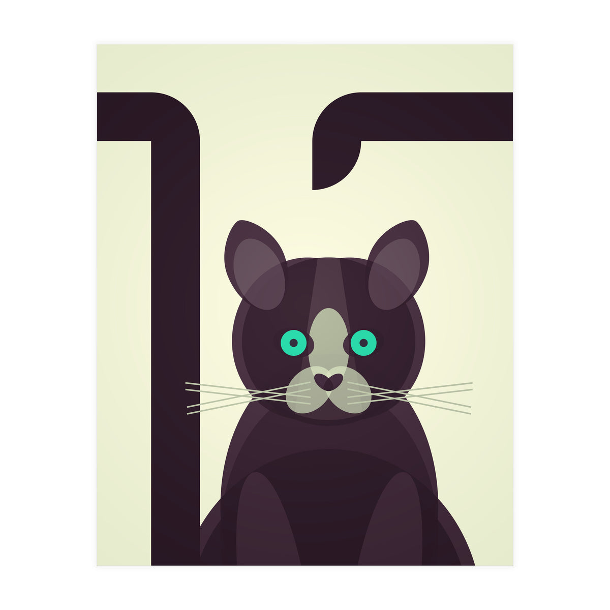 Mid Century Geometric Black Cat (Print Only)