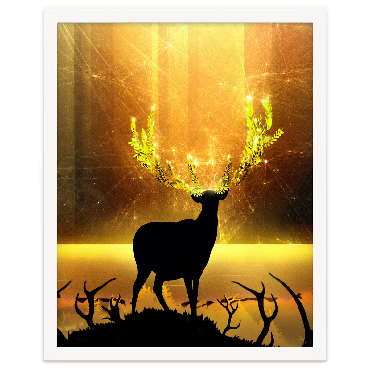 Greenery Deer Golden Sun
