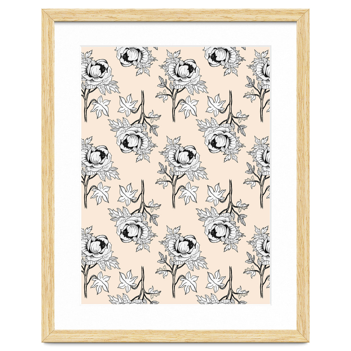 Drawing pattern of roses to pencil on beige