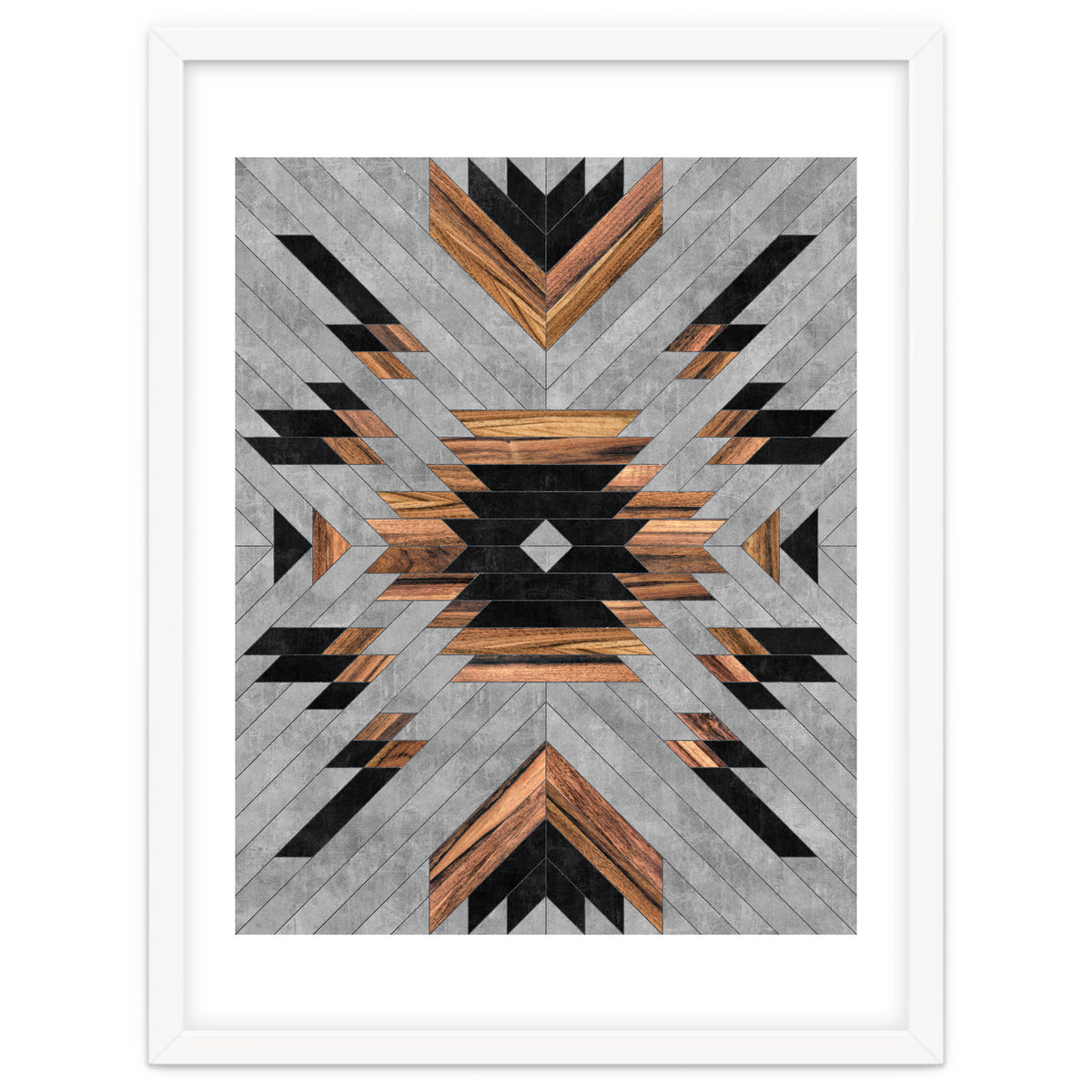 Urban Tribal Pattern No.6 - Aztec - Concrete and Wood