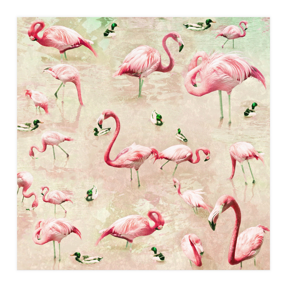 Flamingos Vintage Pink (Print Only)