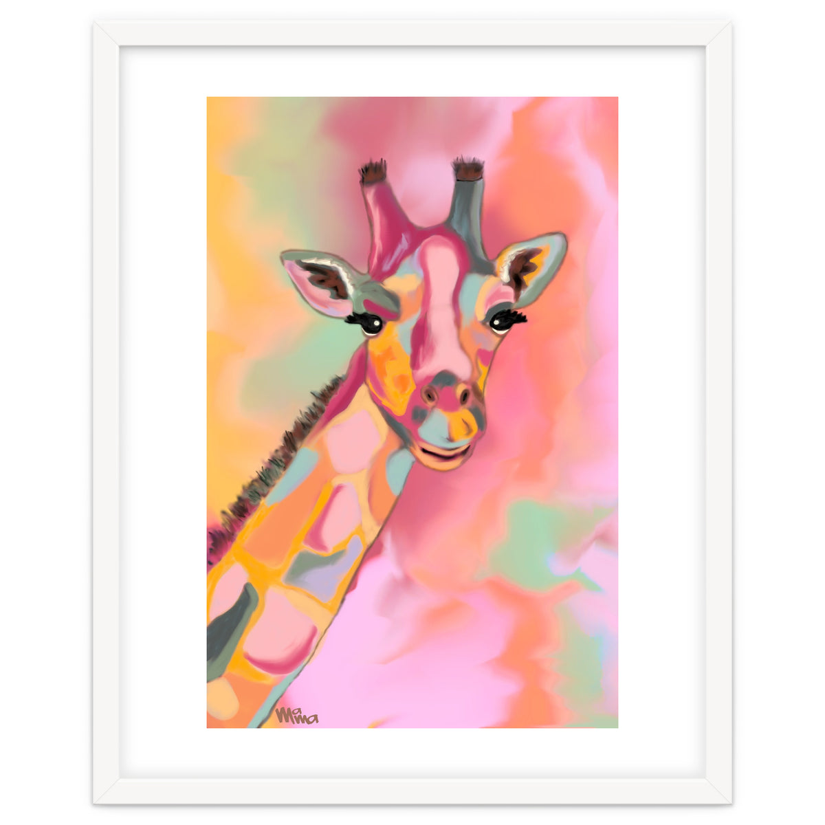 Giraffe Reaching the Rainbow