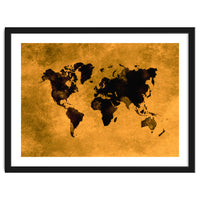 World Map black and yellow digital art
