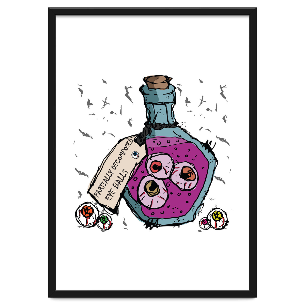 Decomposed eyes in a bottle