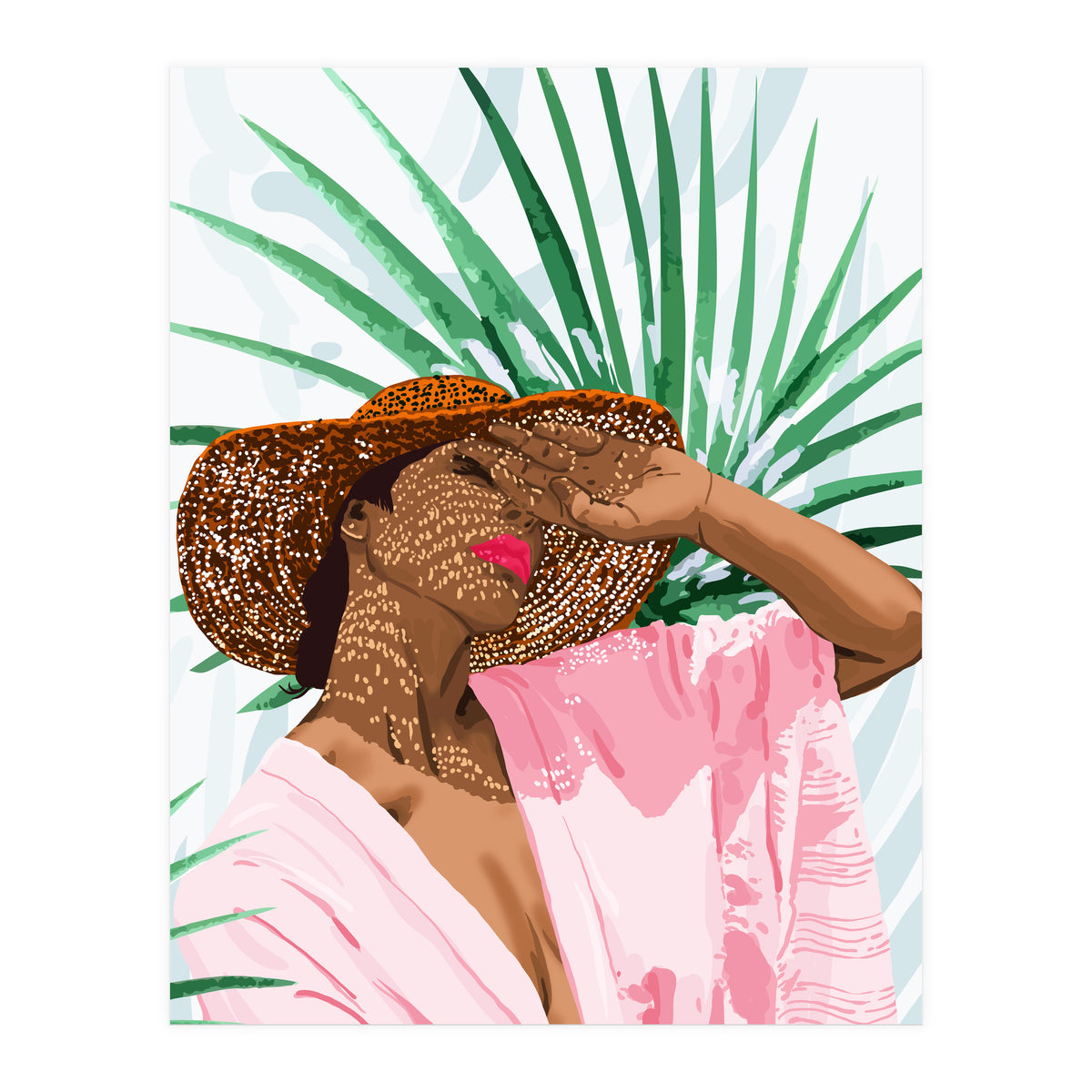 Sunshine in My Soul | Black Woman Tropical Travel | Modern Boho Palm Summer Vacation Fashion (Print Only)