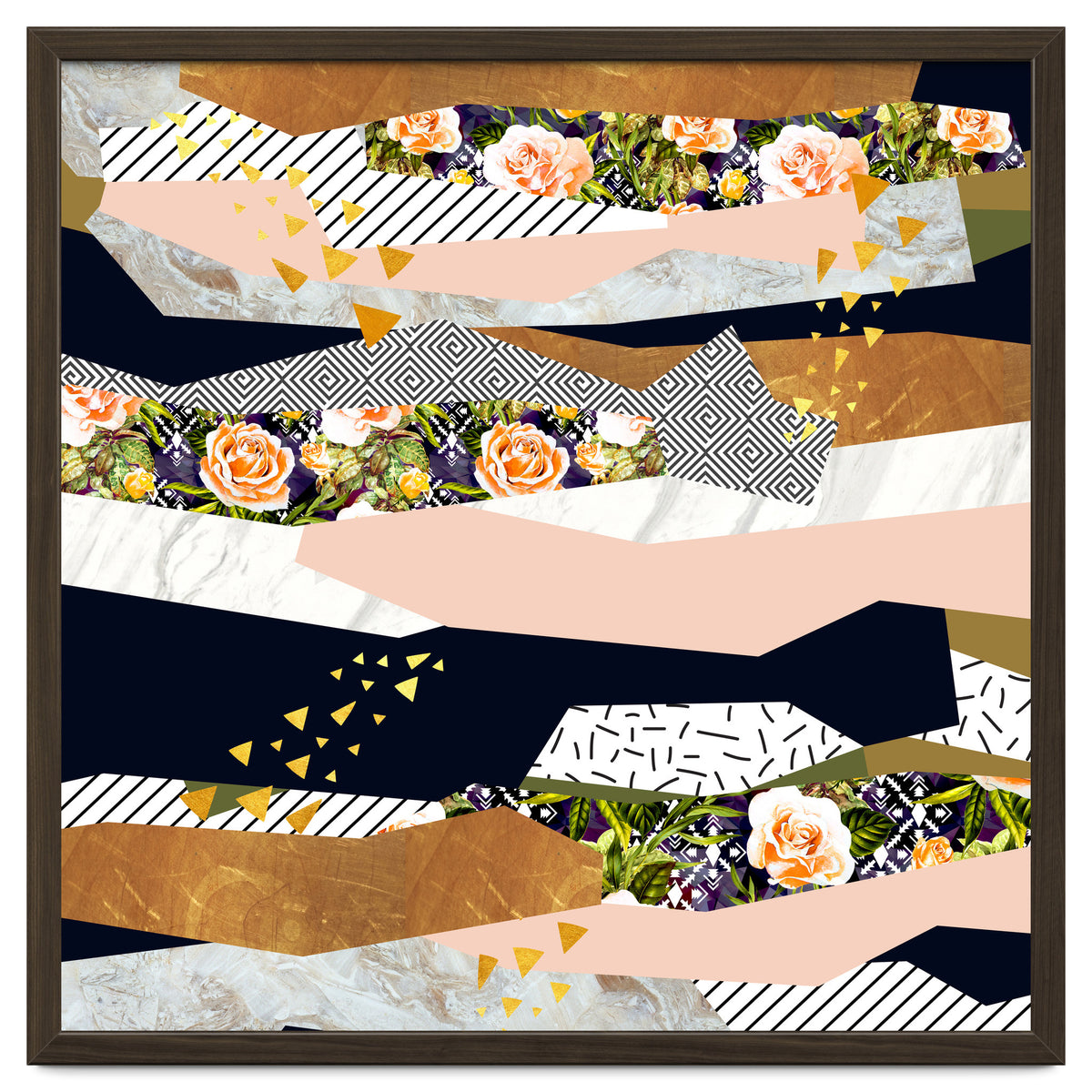 Collage of textured shapes and flowers