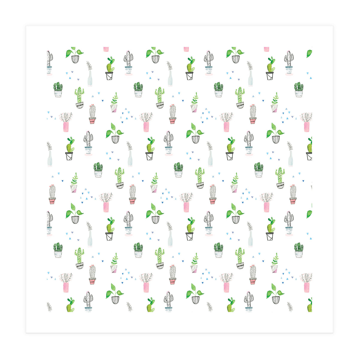 Cacti and plants pattern (Print Only)