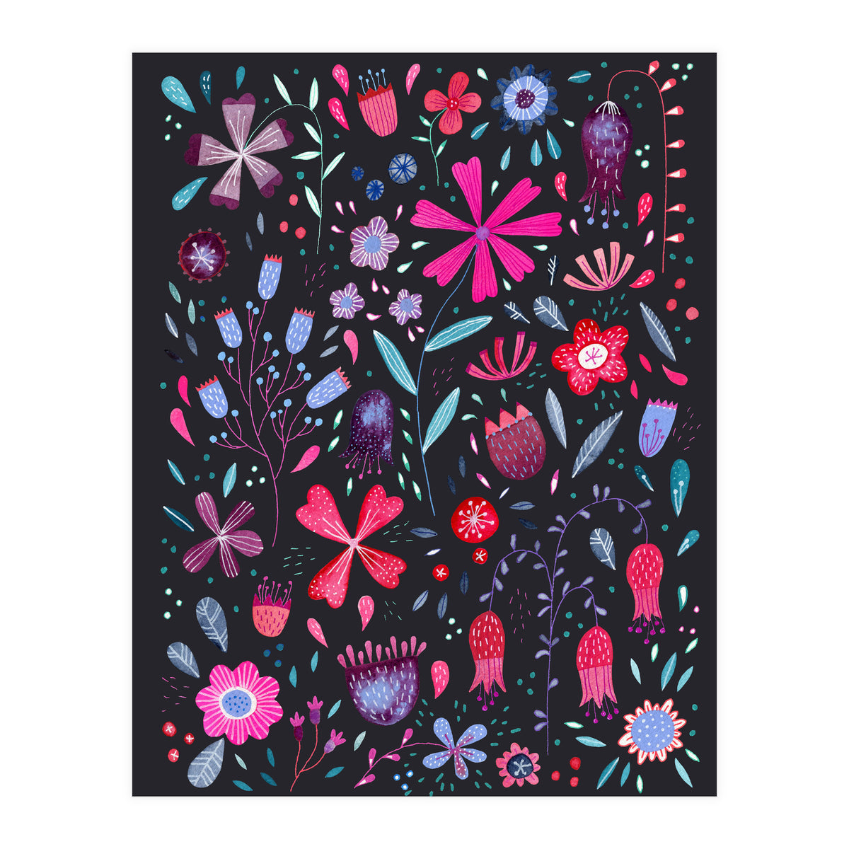 Kennigton Flowers Dark (Print Only)