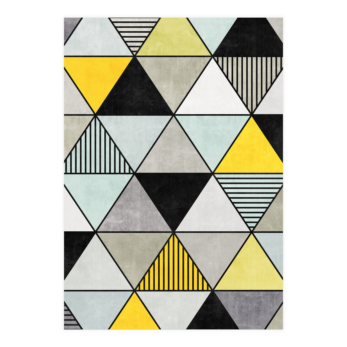 Colorful Concrete Triangles 2 - Yellow, Blue, Grey (Print Only)