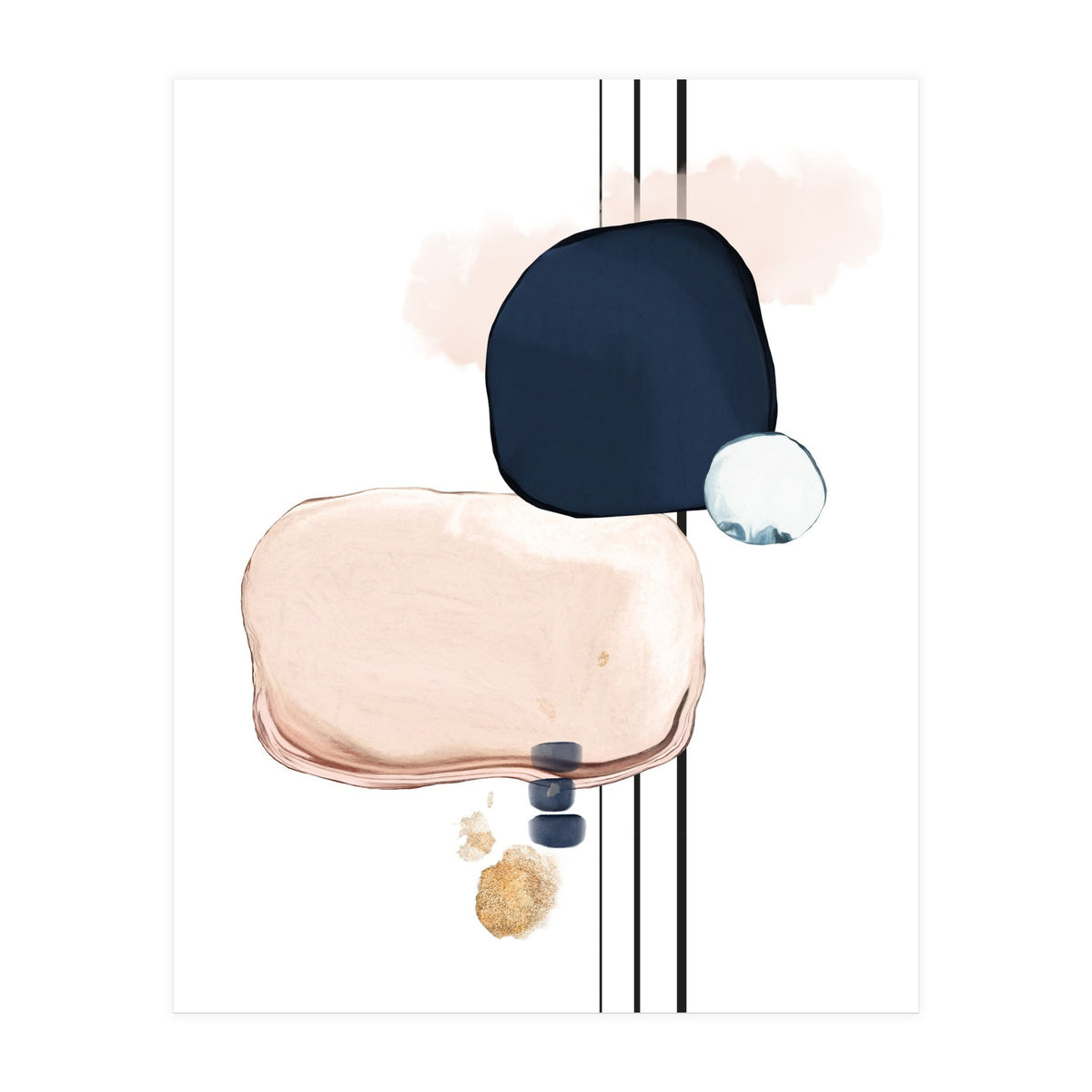 Abstract Study Blush and Navy Blue II (Print Only)