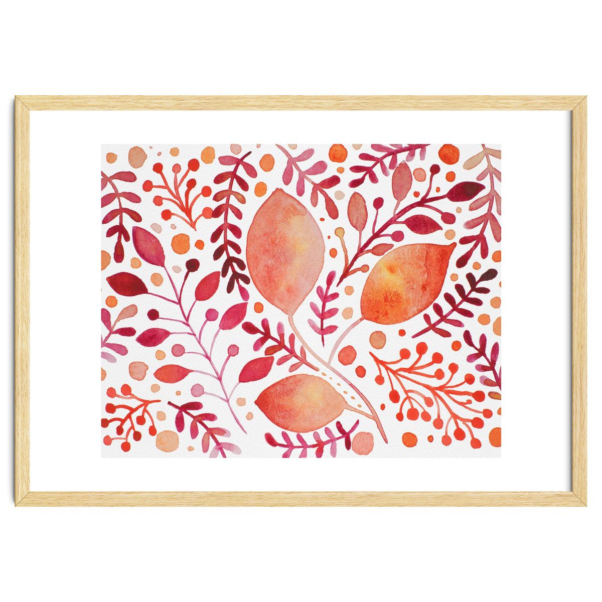 Watercolor branches and leaves - autumn palette