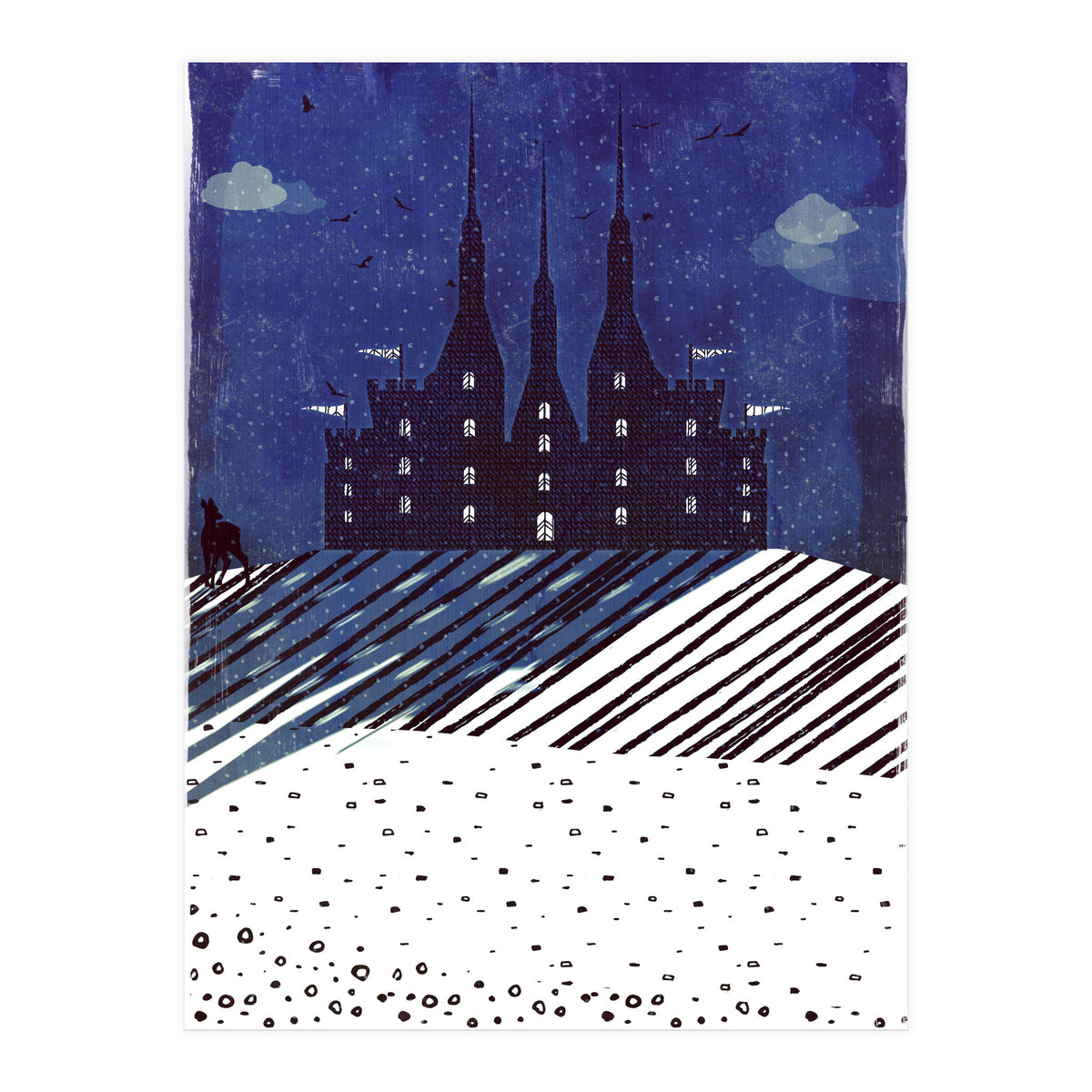Castle on the hill at night (Print Only)