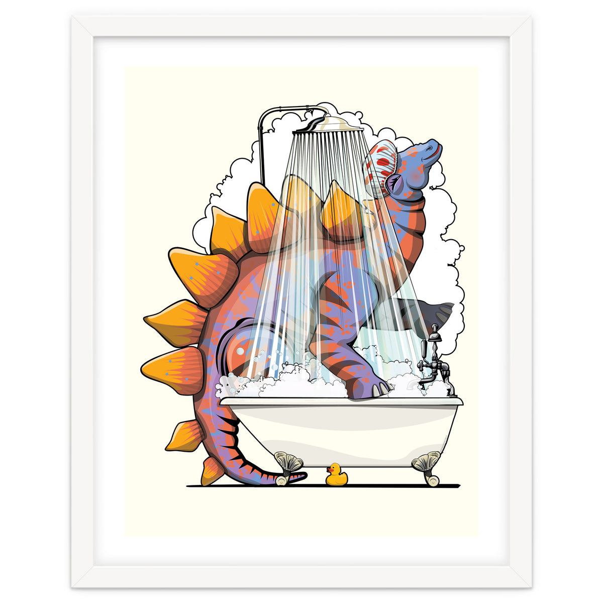 Dinosaur Stegosaurus in the Shower, funny bathroom humour