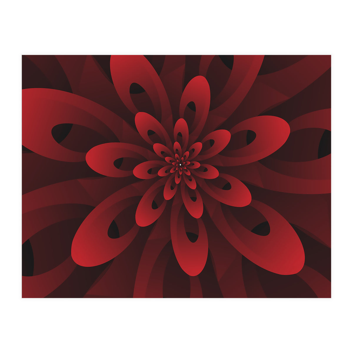 Abstract Digital Modern Red Floral 3D ART (Print Only)