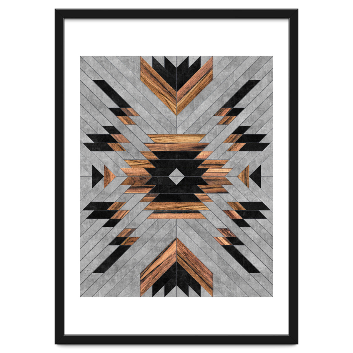 Urban Tribal Pattern No.6 - Aztec - Concrete and Wood
