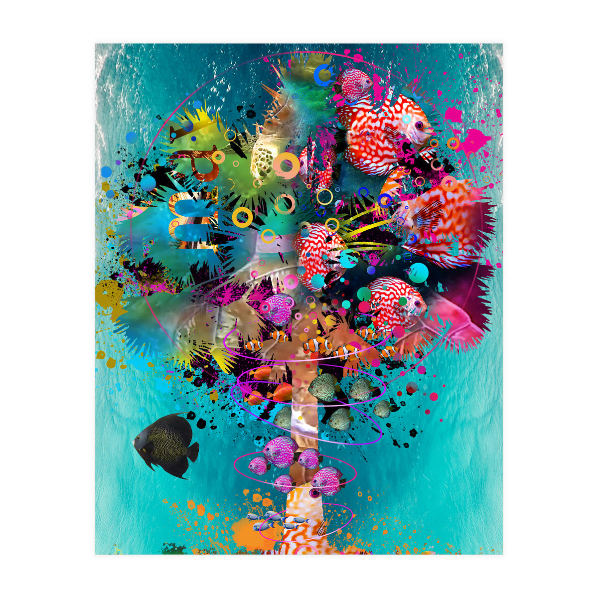 Surf Palm 02 Halfed Large2 (Print Only)