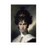 Curly Haired Man Moody Vintage Dark Painting  (Print Only)