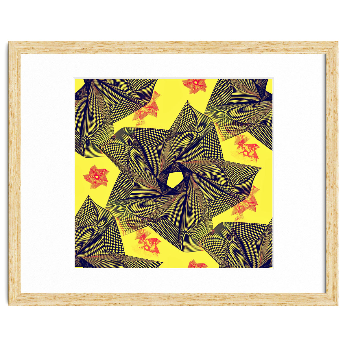 Black flowers on yellow background.