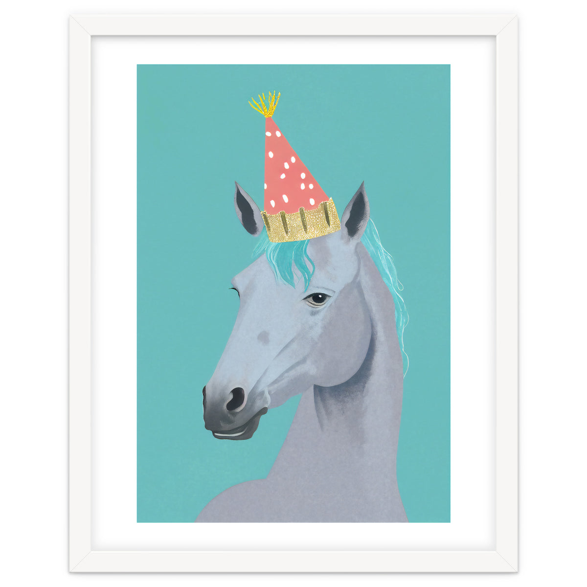 Horse with Party Hat Portrait