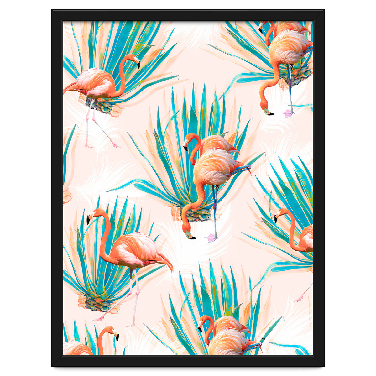 Anaglyph Flamingos with cactus