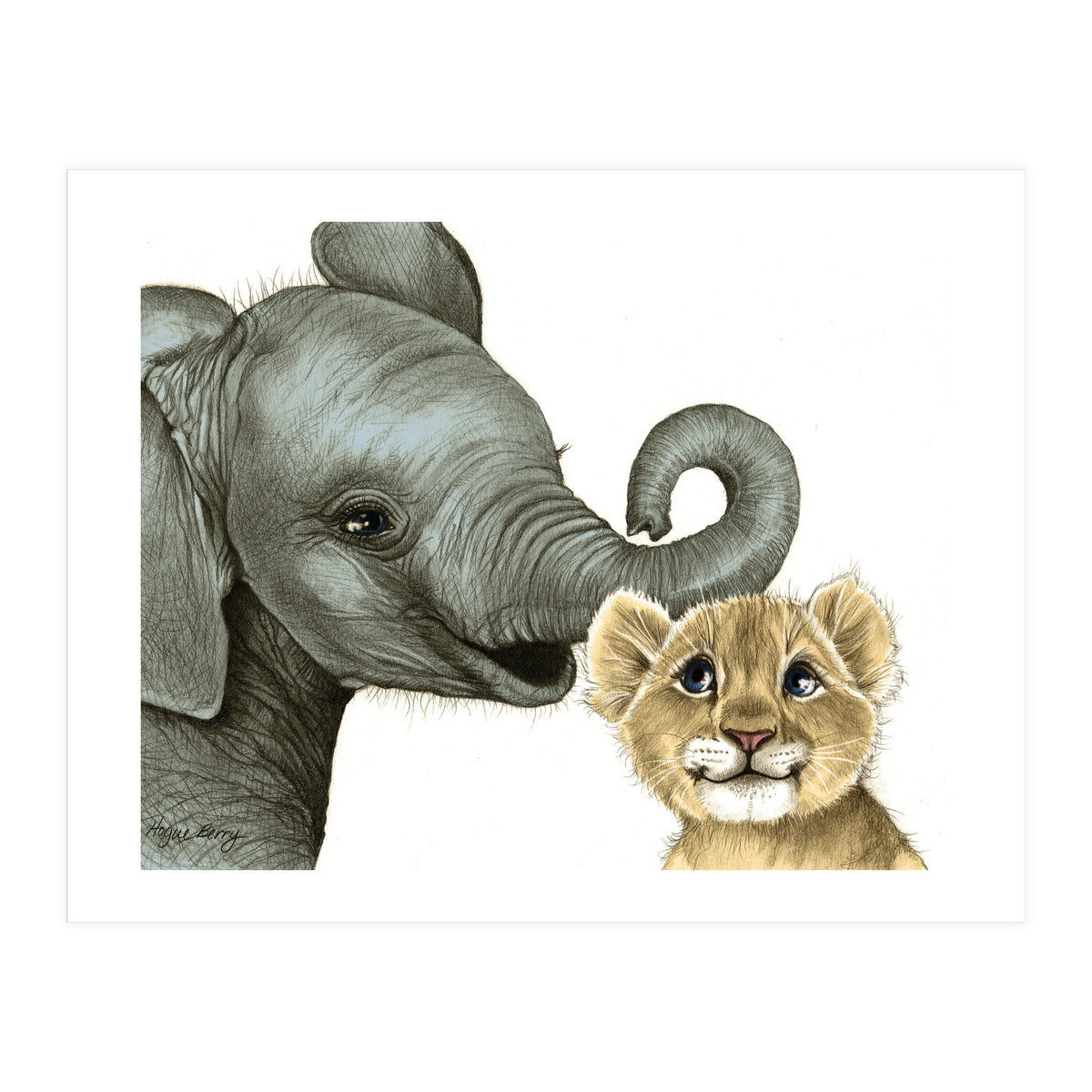 Best Friends, Elephant and Lion (Print Only)