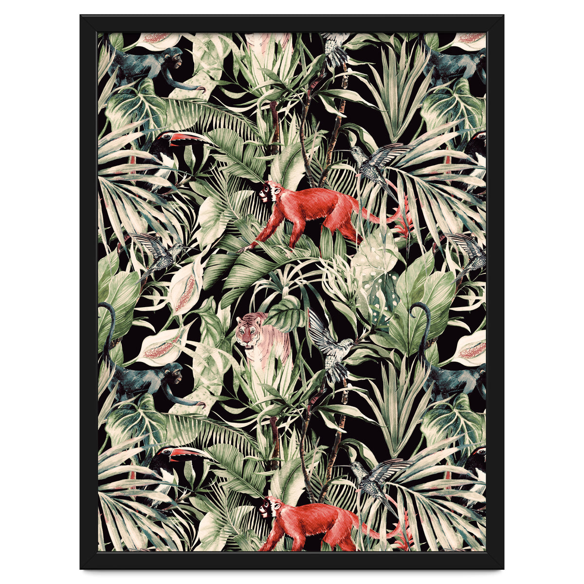 Animals In The Dark Of The Jungle