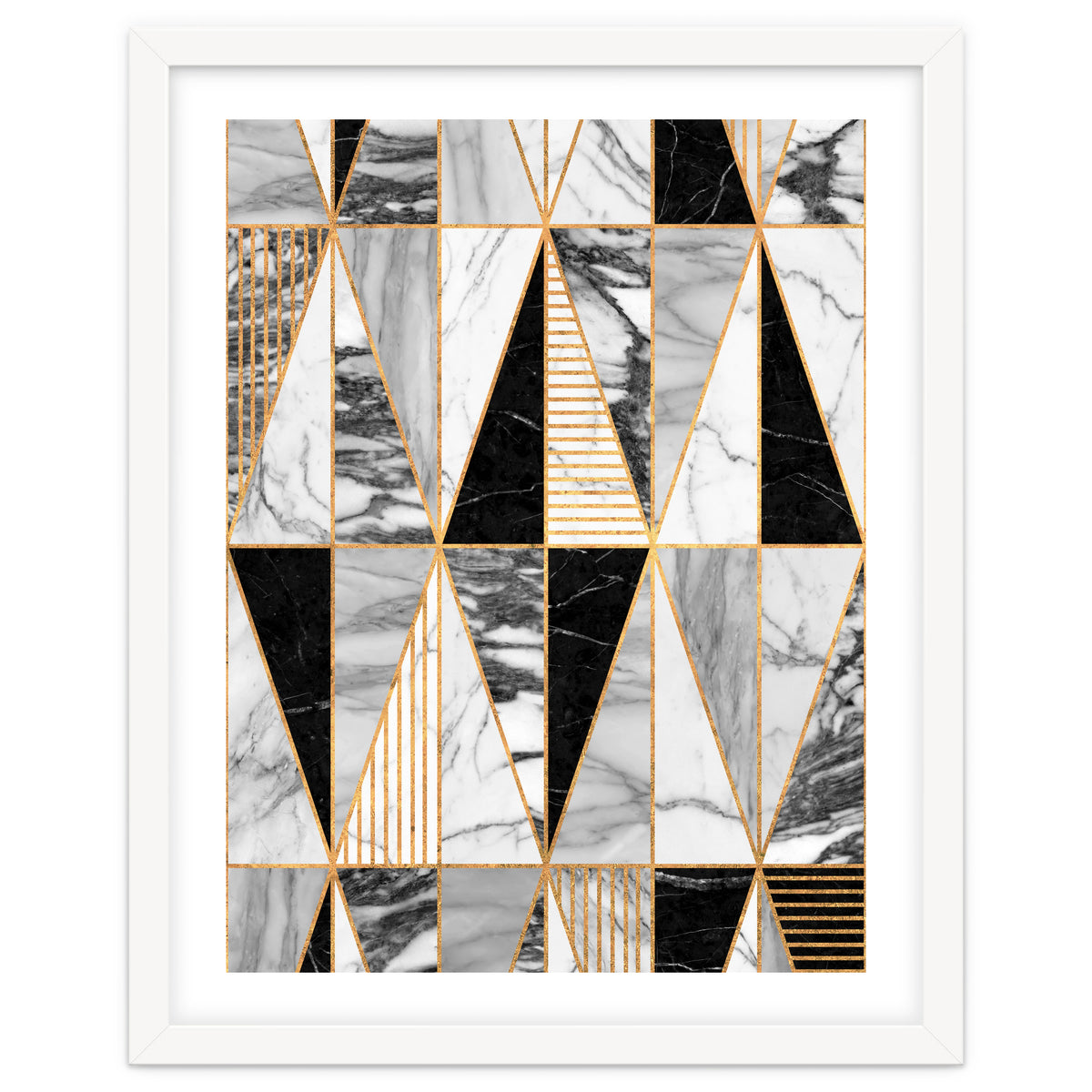 Marble Triangles - Black and White