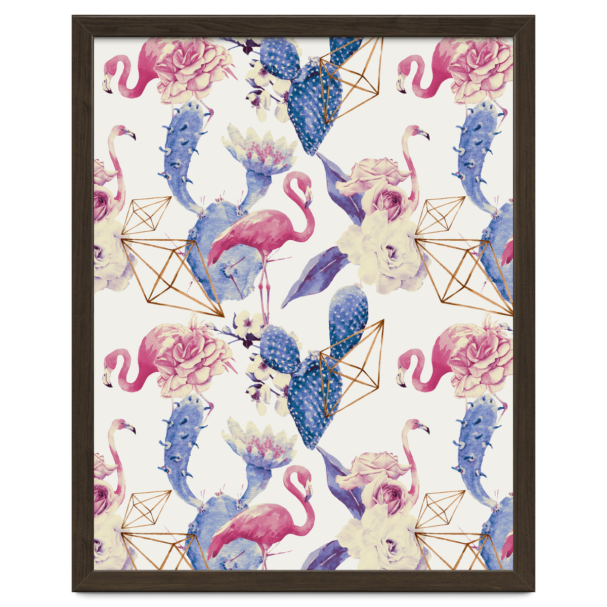 Flamingos, geometric and flowers 02