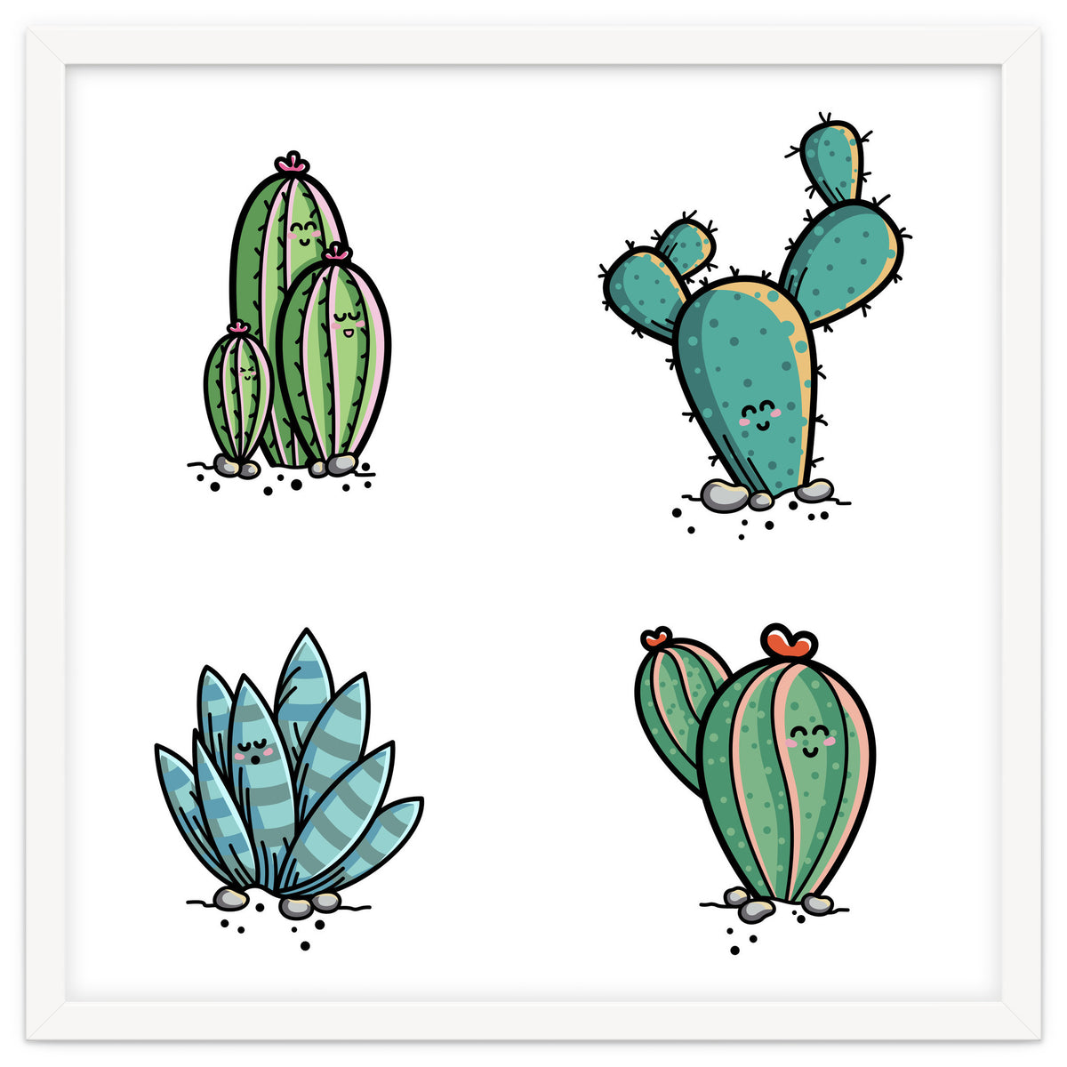 Kawaii Cute Cacti Desert Plants