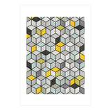 Colorful Concrete Cubes - Yellow, Blue, Grey (Print Only) thumbnail