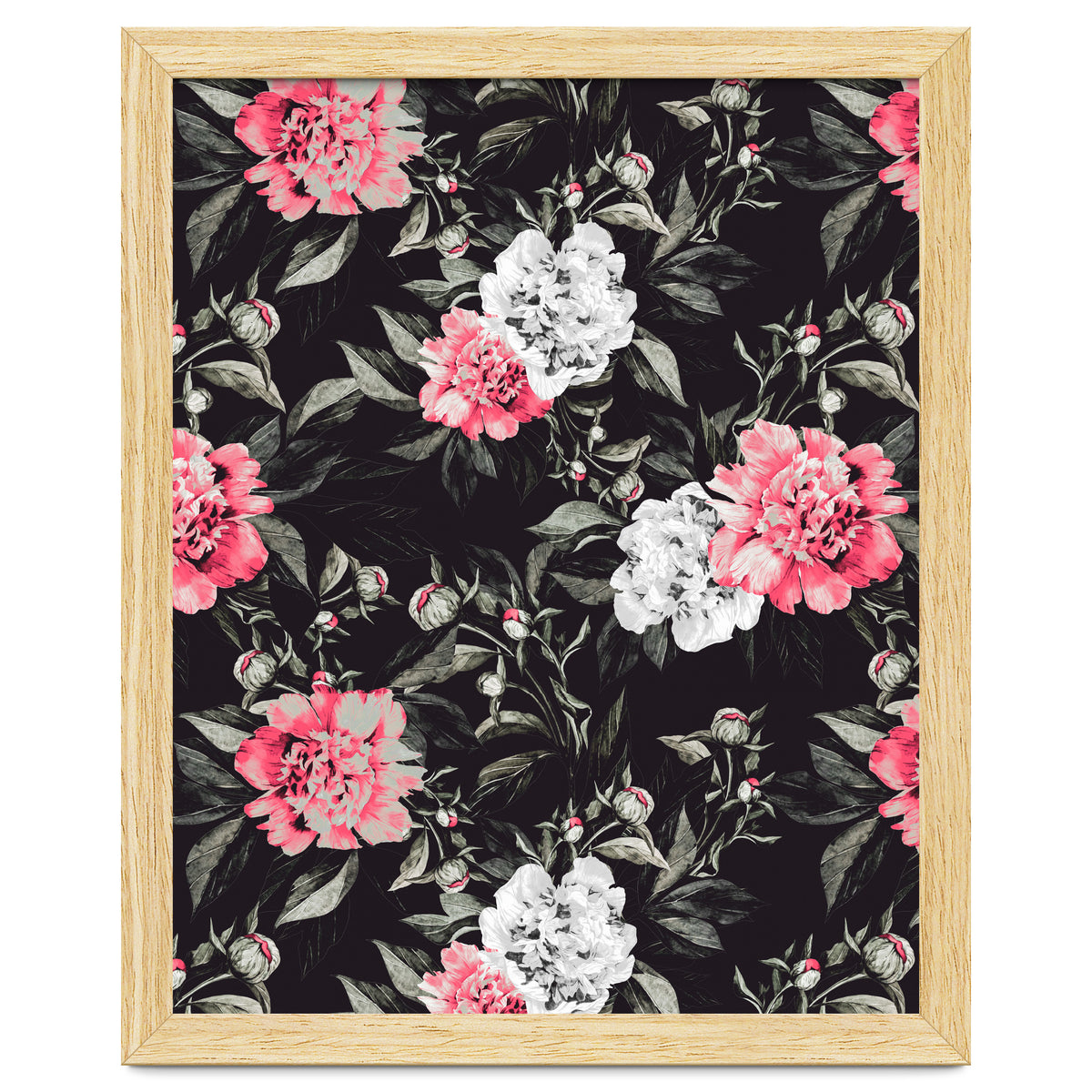 Floral pink - black & white dark