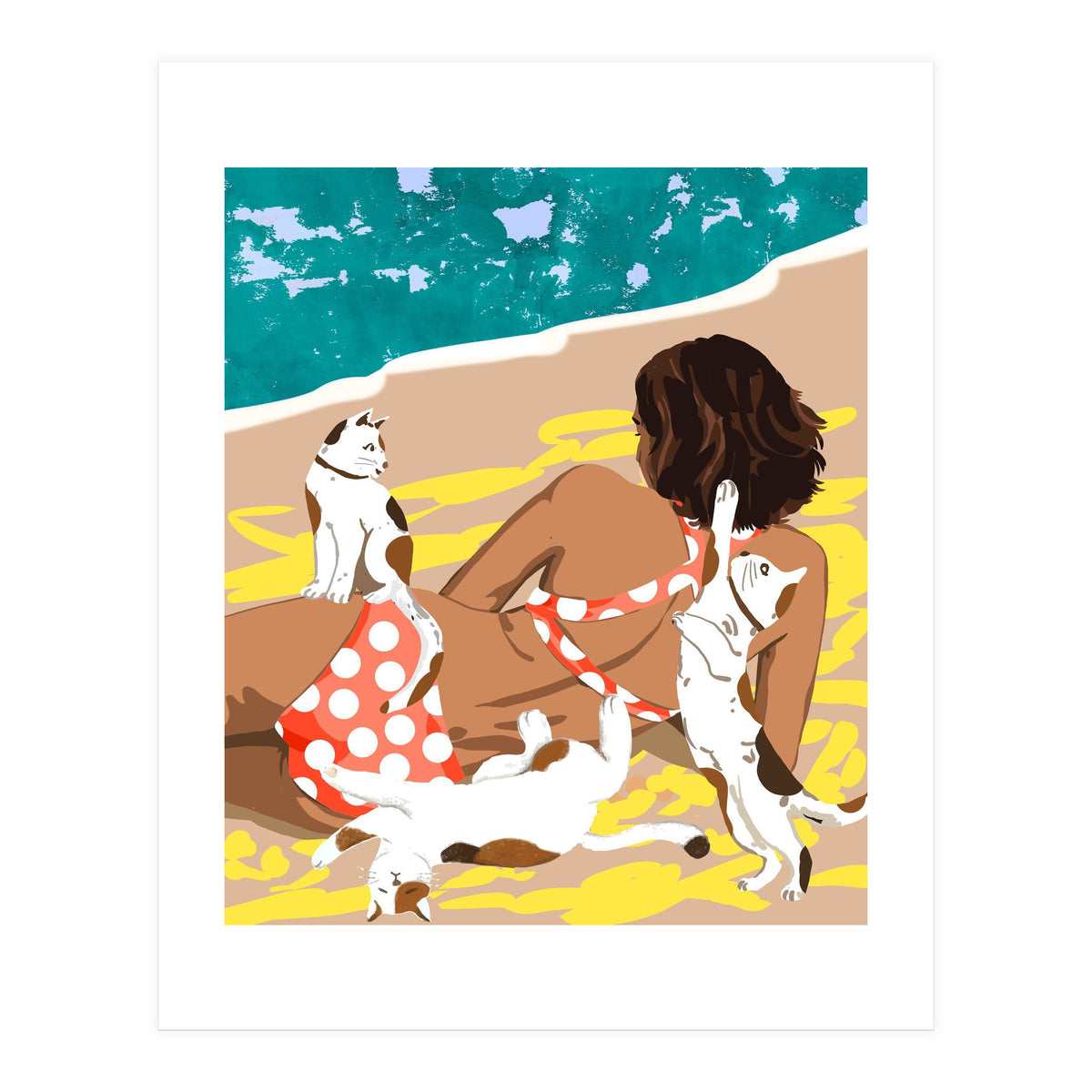 Cat Mom On The Beach (Print Only)