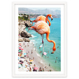 Flamingos on the Beach, Wildlife Surrealism Birds, Nature Flamingo Fantasy Beach Summer Photography thumbnail