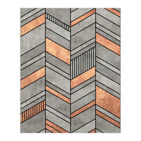 Abstract Chevron Pattern - Concrete and Copper (Print Only)
