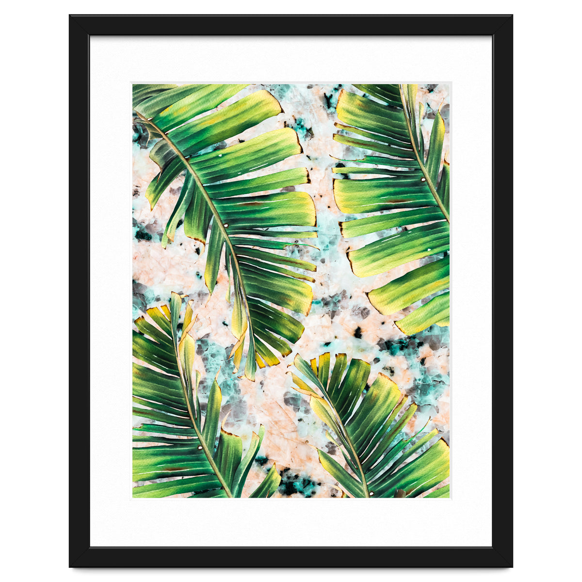 Palm leaf on marble 02